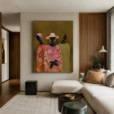 Floral Hat Trio Figure Wall Art styled interior scene 1 | Olyrel