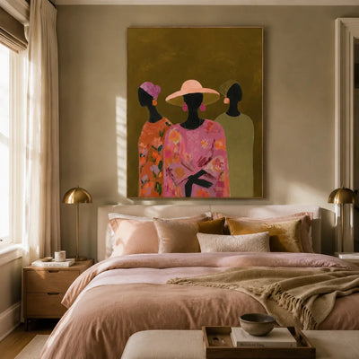 Floral Hat Trio Figure Wall Art styled interior scene 3 | Olyrel