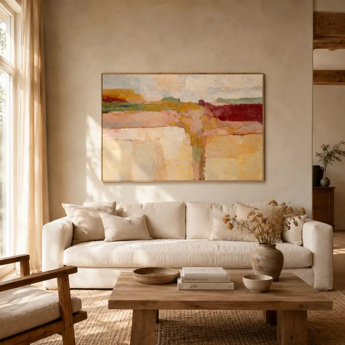 Blush Terraces Abstract Wall Art styled interior scene 1 | Olyrel