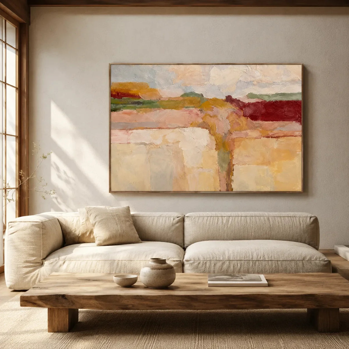 Blush Terraces Abstract Wall Art styled interior scene 2 | Olyrel