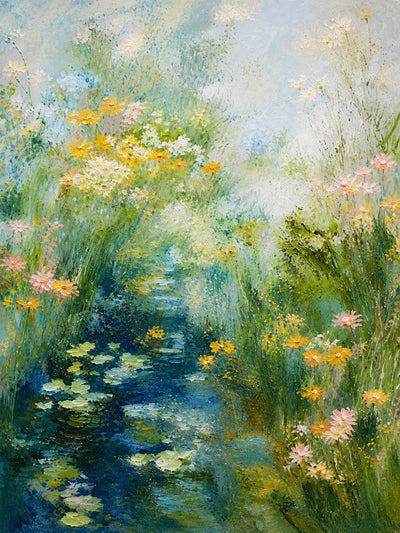Wildflower Pond Floral Wall Art artwork view | Olyrel