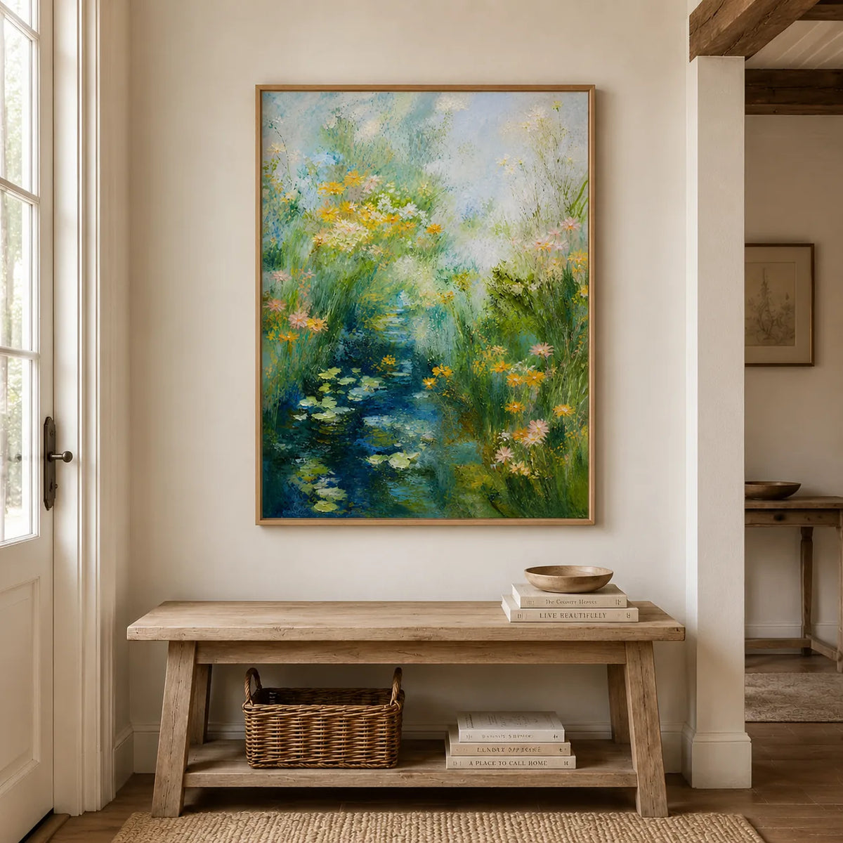 Wildflower Pond Floral Wall Art styled interior scene 4 | Olyrel