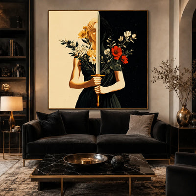 Floral Mirror Figure Wall Art styled interior scene 1 | Olyrel