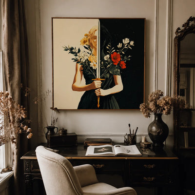Floral Mirror Figure Wall Art styled interior scene 3 | Olyrel