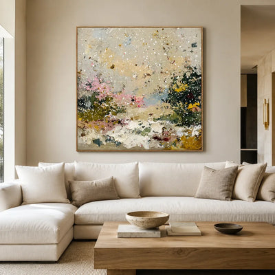 Pastel Snowfall Abstract Wall Art styled interior scene 1 | Olyrel