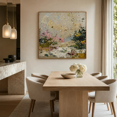Pastel Snowfall Abstract Wall Art styled interior scene 2 | Olyrel