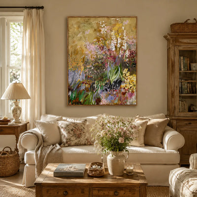 Gilded Wildflower Floral Wall Art styled interior scene 2 | Olyrel