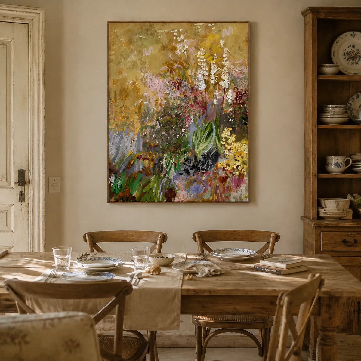 Gilded Wildflower Floral Wall Art styled interior scene 3 | Olyrel
