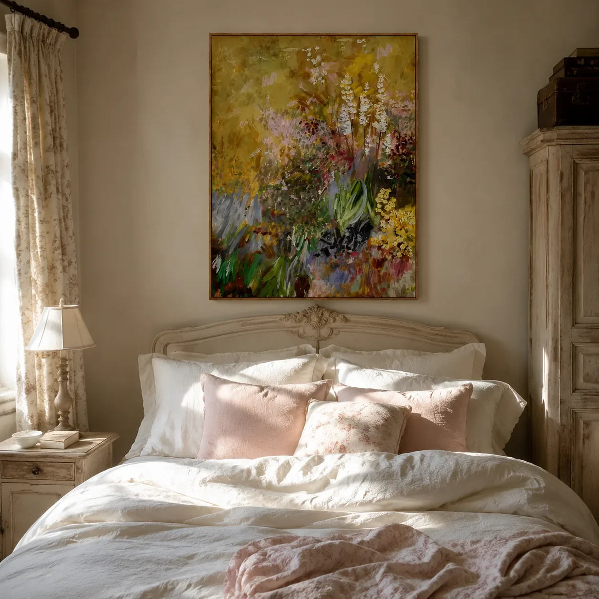 Gilded Wildflower Floral Wall Art styled interior scene 4 | Olyrel