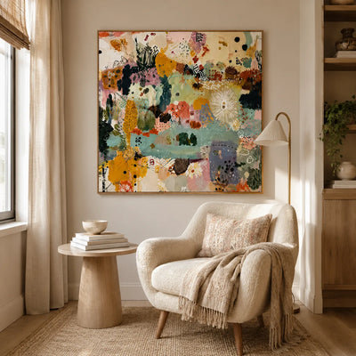 Botanical Patchwork Abstract Wall Art styled interior scene 5 | Olyrel