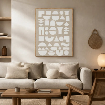 Ivory Glyph Abstract Wall Art styled interior scene 1 | Olyrel