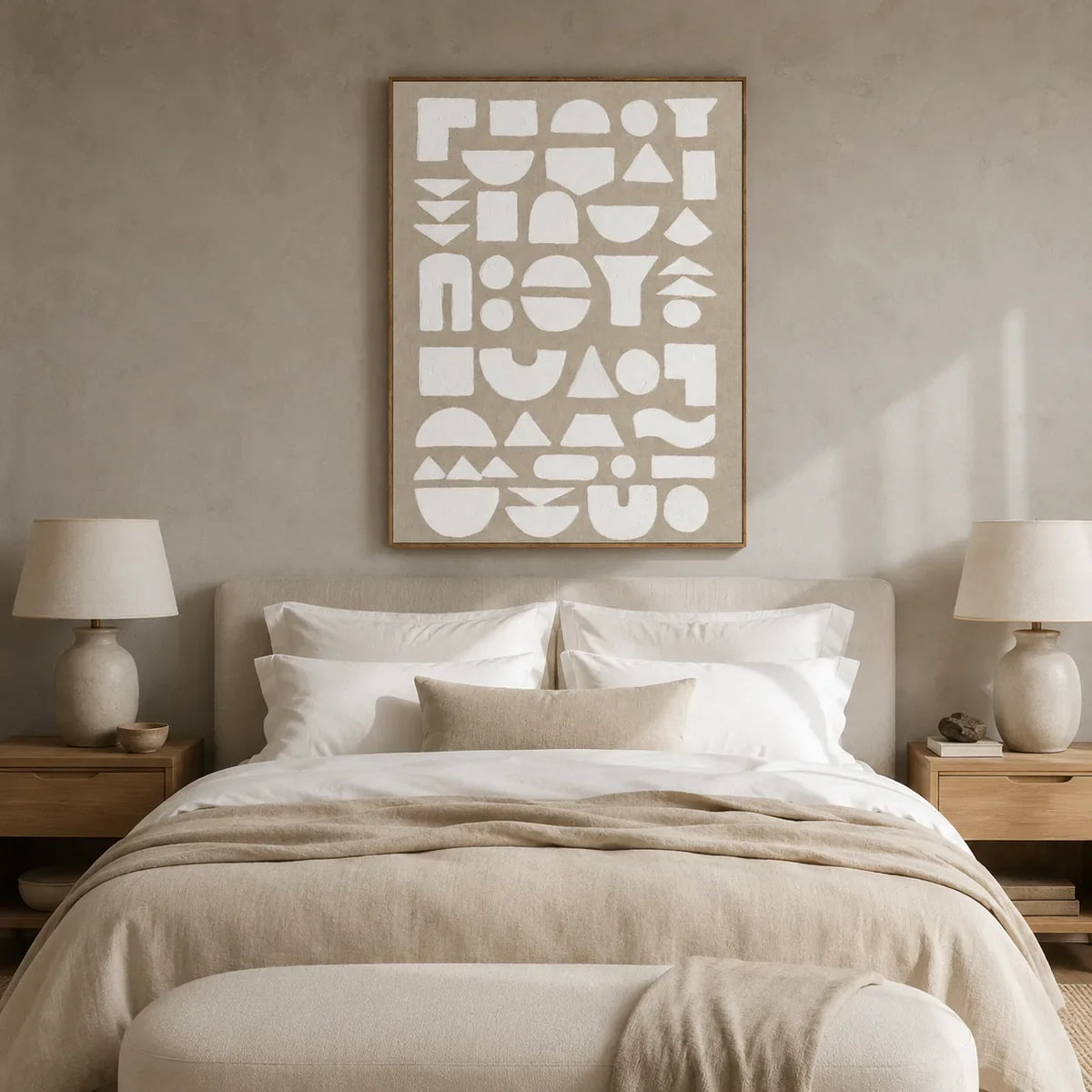 Ivory Glyph Abstract Wall Art styled interior scene 2 | Olyrel