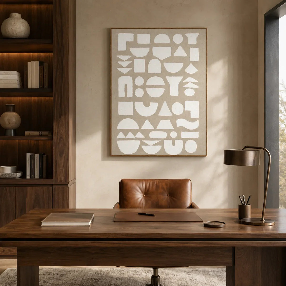 Ivory Glyph Abstract Wall Art styled interior scene 3 | Olyrel