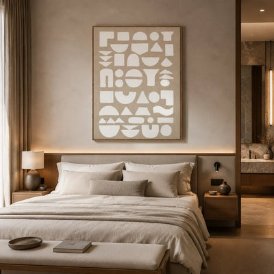 Ivory Glyph Abstract Wall Art styled interior scene 4 | Olyrel