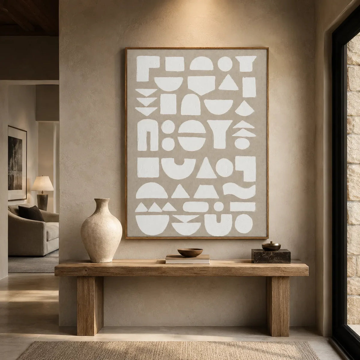 Ivory Glyph Abstract Wall Art styled interior scene 5 | Olyrel