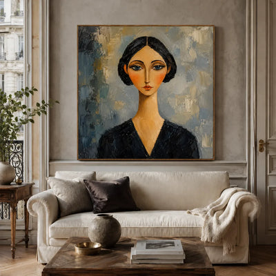 Blue Gaze Portrait Wall Art styled interior scene 1 | Olyrel