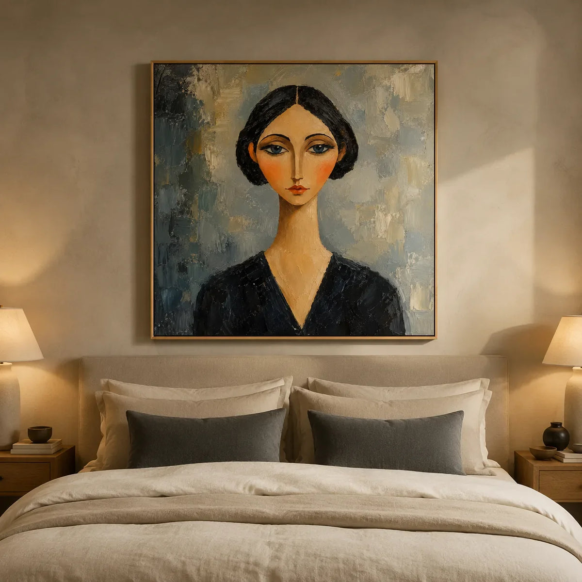 Blue Gaze Portrait Wall Art styled interior scene 2 | Olyrel