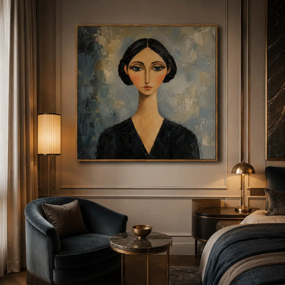 Blue Gaze Portrait Wall Art styled interior scene 4 | Olyrel