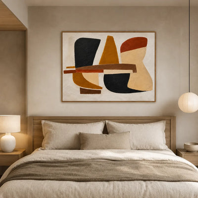 Ochre Balance Abstract Wall Art styled interior scene 2 | Olyrel