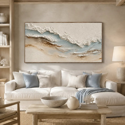 Coastal Drift Textured Wall Art styled interior scene 1 | Olyrel