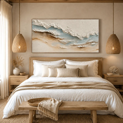 Coastal Drift Textured Wall Art styled interior scene 2 | Olyrel