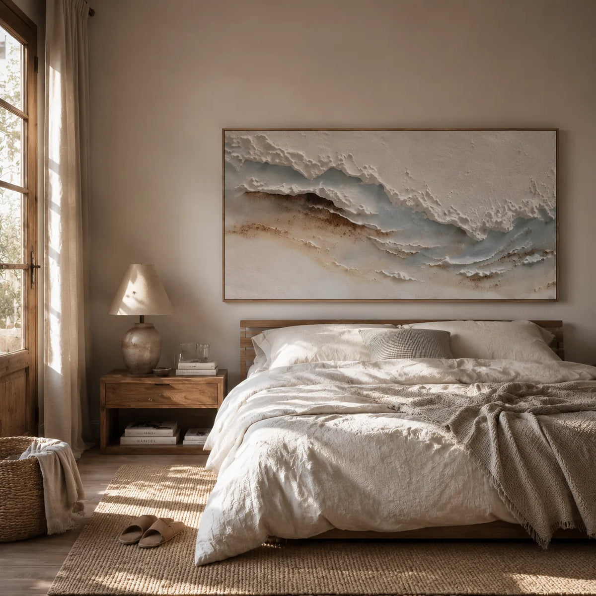 Coastal Drift Textured Wall Art styled interior scene 3 | Olyrel