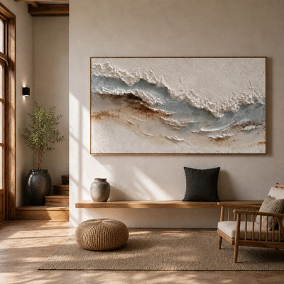 Coastal Drift Textured Wall Art styled interior scene 5 | Olyrel
