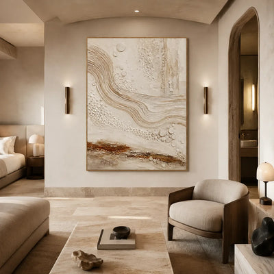 Ivory Current Relief Wall Art styled interior scene 3 | Olyrel