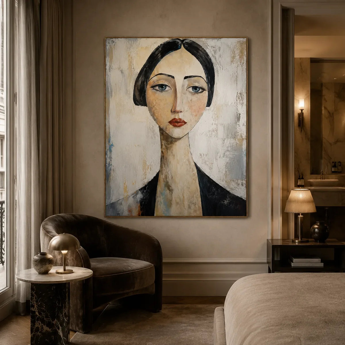 Quiet Gaze Portrait Wall Art styled interior scene 2 | Olyrel