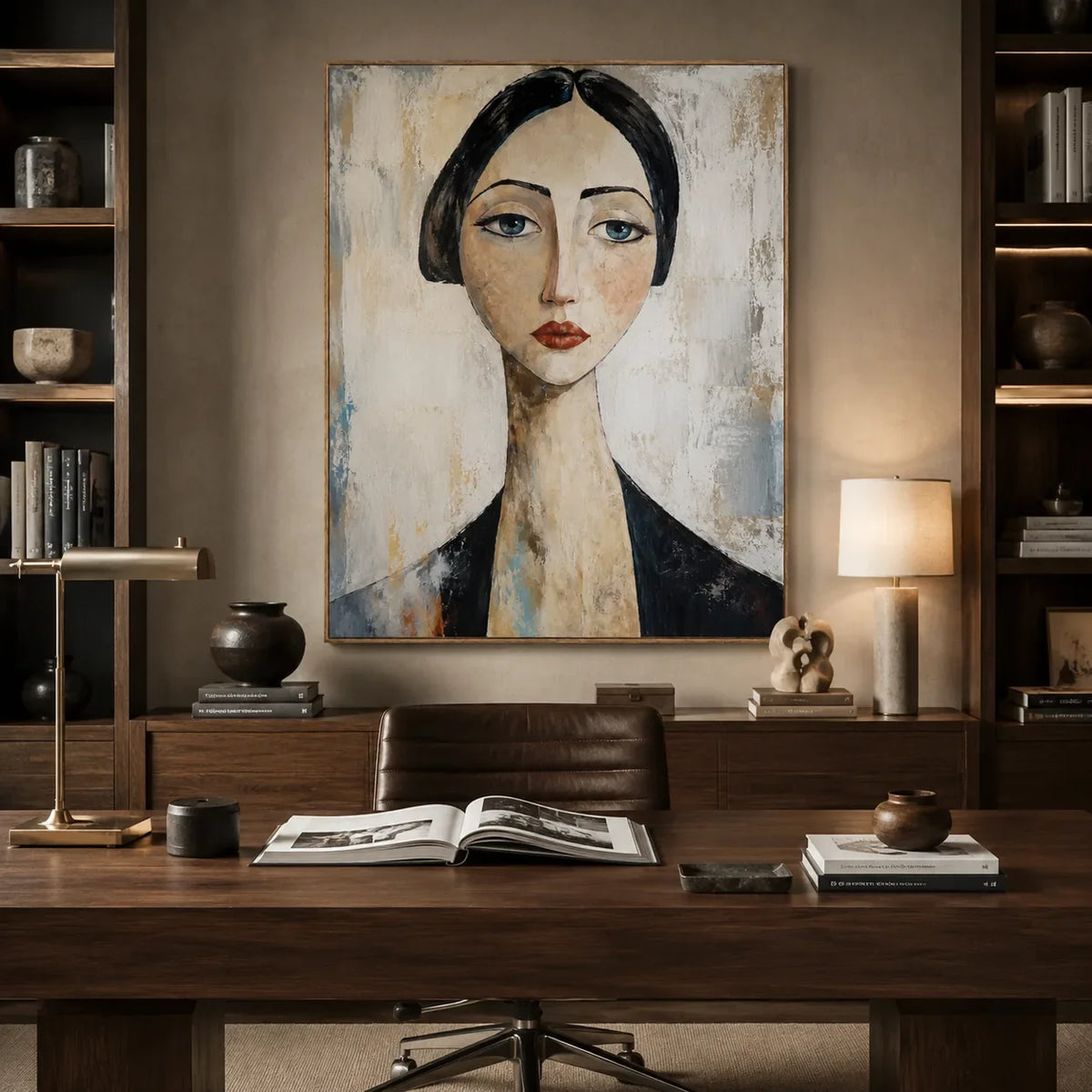 Quiet Gaze Portrait Wall Art styled interior scene 3 | Olyrel