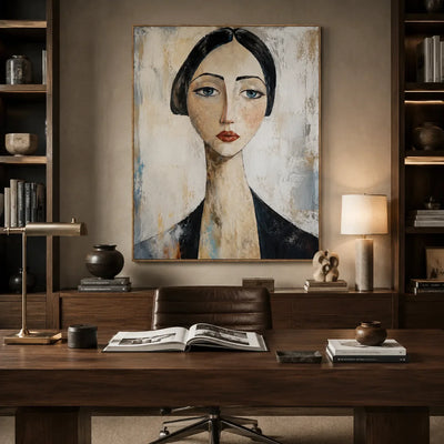 Quiet Gaze Portrait Wall Art styled interior scene 3 | Olyrel