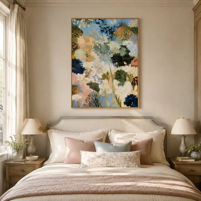 Blue Garden Floral Wall Art styled interior scene 3 | Olyrel