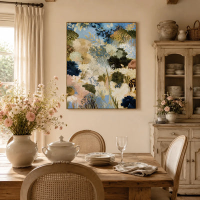 Blue Garden Floral Wall Art styled interior scene 4 | Olyrel