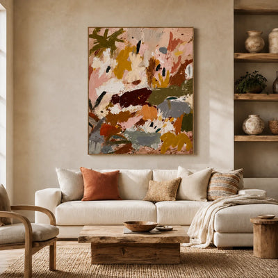Blush Meadow Abstract Wall Art styled interior scene 1 | Olyrel