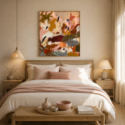 Blush Meadow Abstract Wall Art styled interior scene 2 | Olyrel
