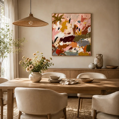 Blush Meadow Abstract Wall Art styled interior scene 3 | Olyrel