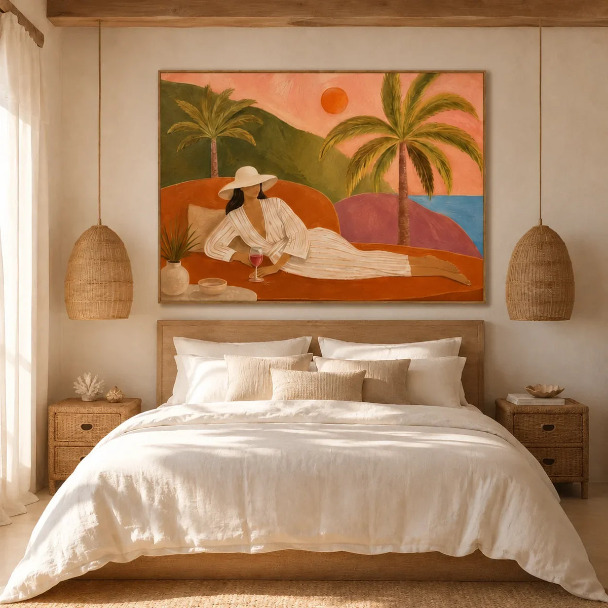 Tropical Reverie Figure Wall Art styled interior scene 4 | Olyrel