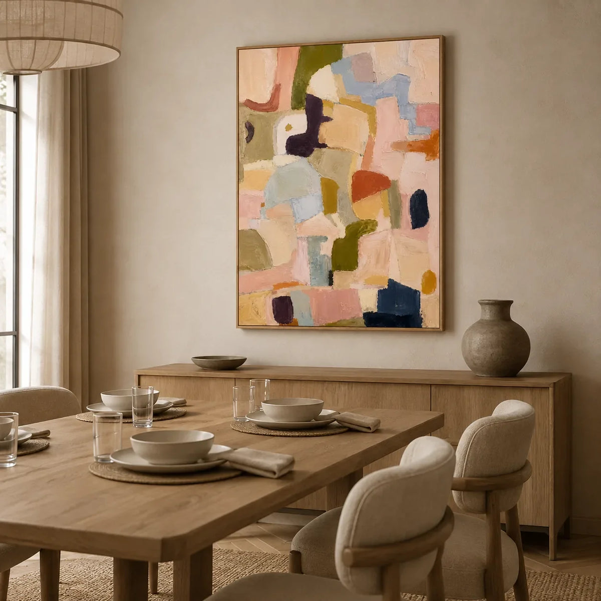 Pastel Mosaic Abstract Wall Art styled interior scene 3 | Olyrel