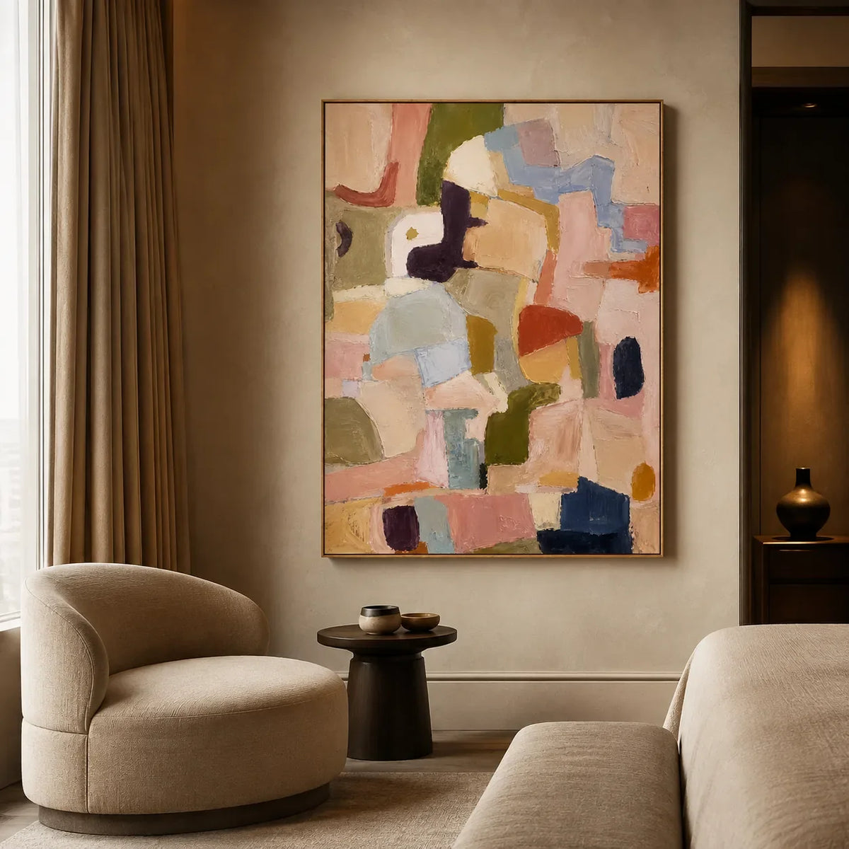 Pastel Mosaic Abstract Wall Art styled interior scene 4 | Olyrel