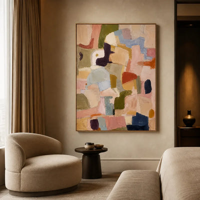 Pastel Mosaic Abstract Wall Art styled interior scene 4 | Olyrel