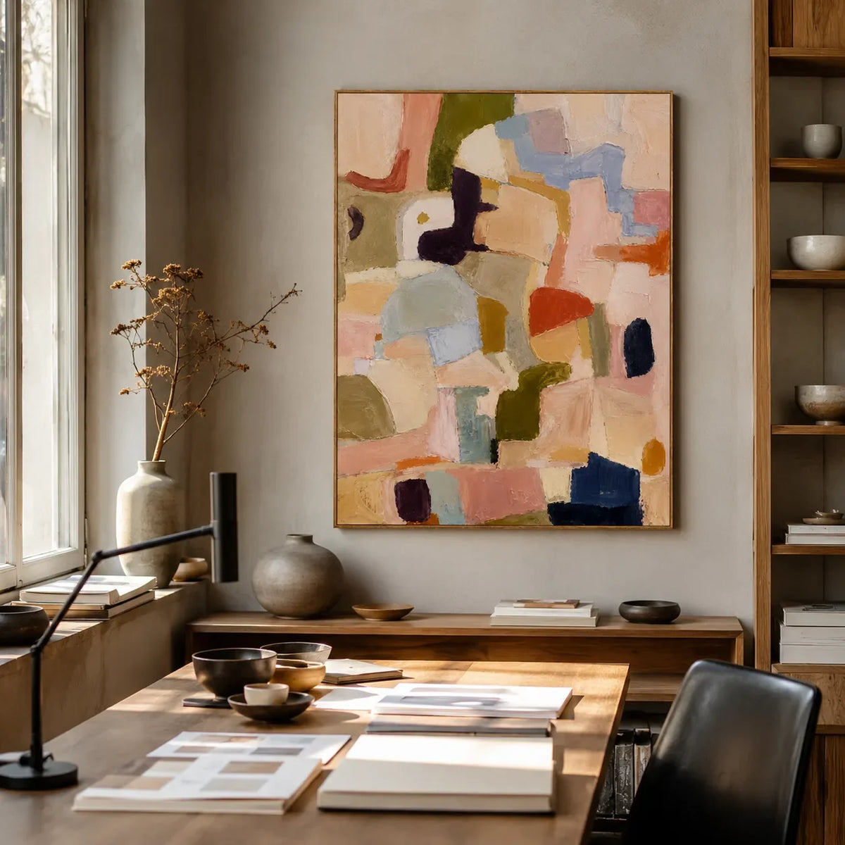 Pastel Mosaic Abstract Wall Art styled interior scene 5 | Olyrel