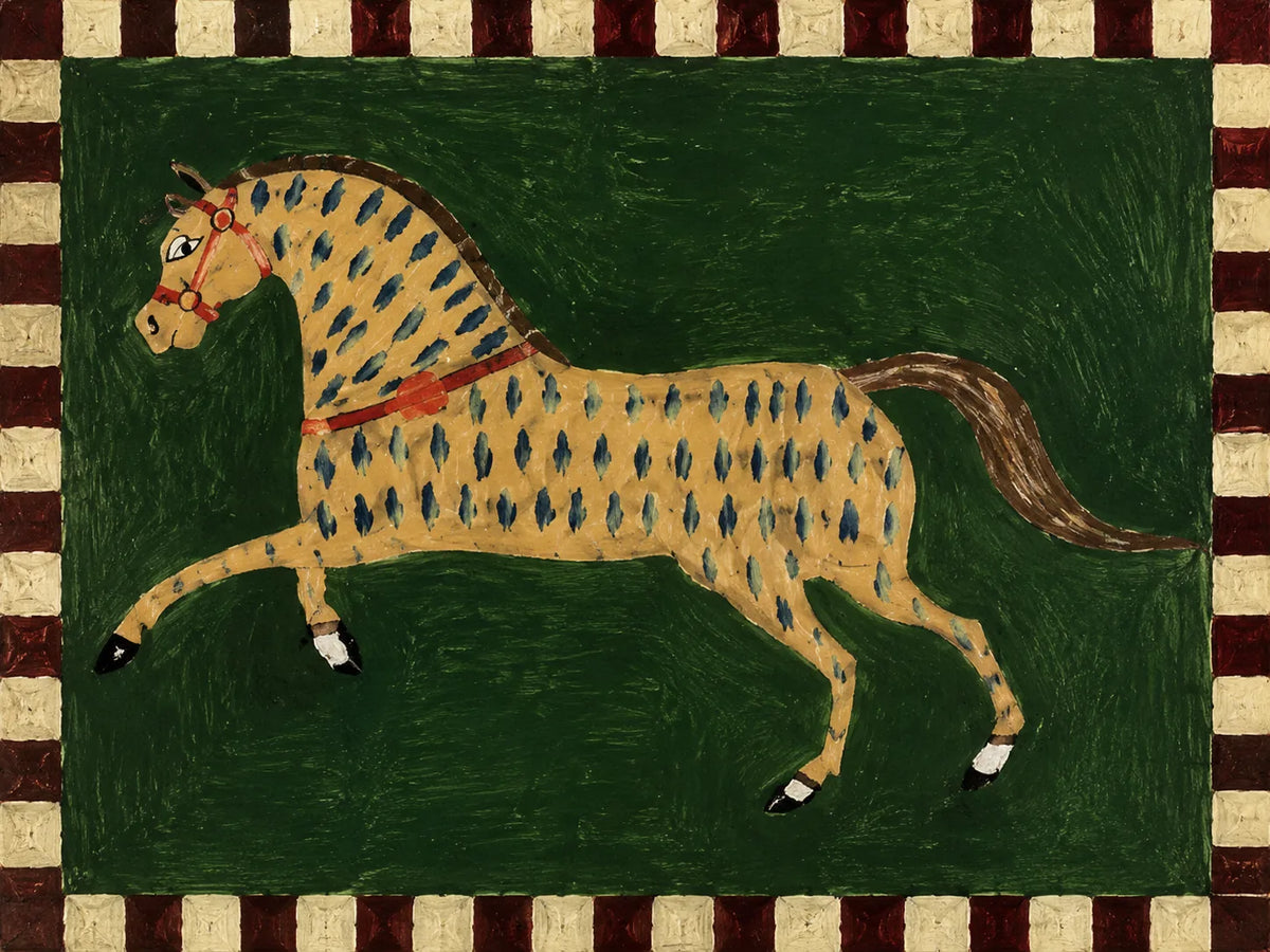Checkered Horse Folk Wall Art artwork view | Olyrel
