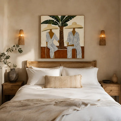 Palm Shade Duet Figure Wall Art styled interior scene 2 | Olyrel