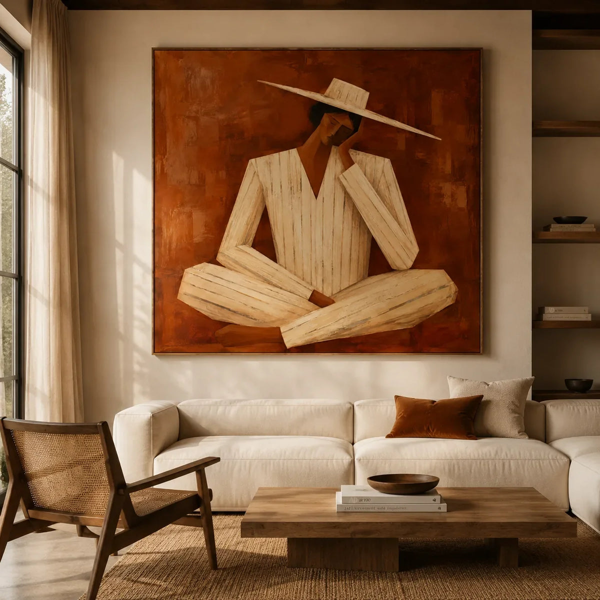 Quiet Fedora Figure Wall Art styled interior scene 2 | Olyrel