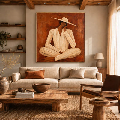 Quiet Fedora Figure Wall Art styled interior scene 4 | Olyrel