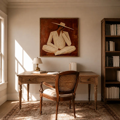Quiet Fedora Figure Wall Art styled interior scene 5 | Olyrel