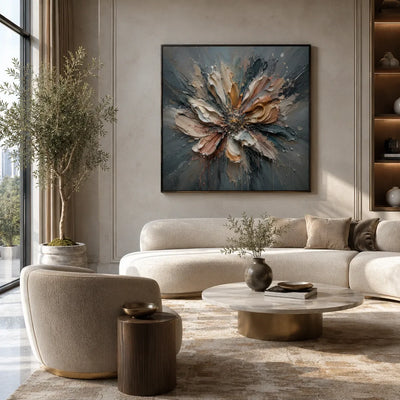 Silver Petal Floral Wall Art displayed in a collected studio setting | Olyrel