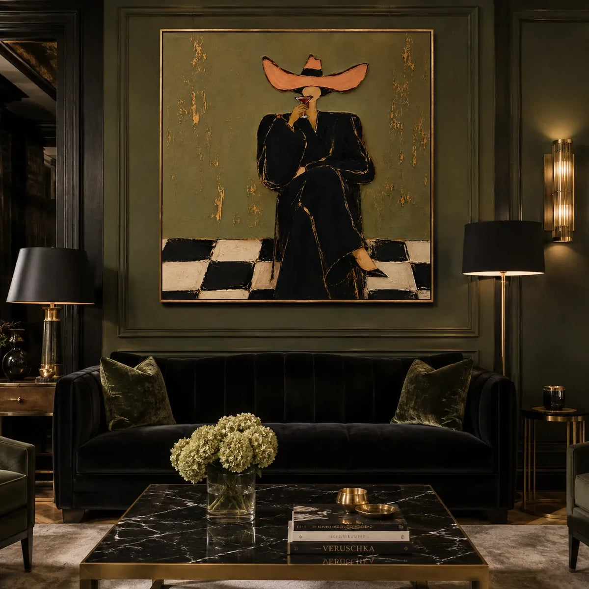 Coral Hat Figure Wall Art styled interior scene 1 | Olyrel