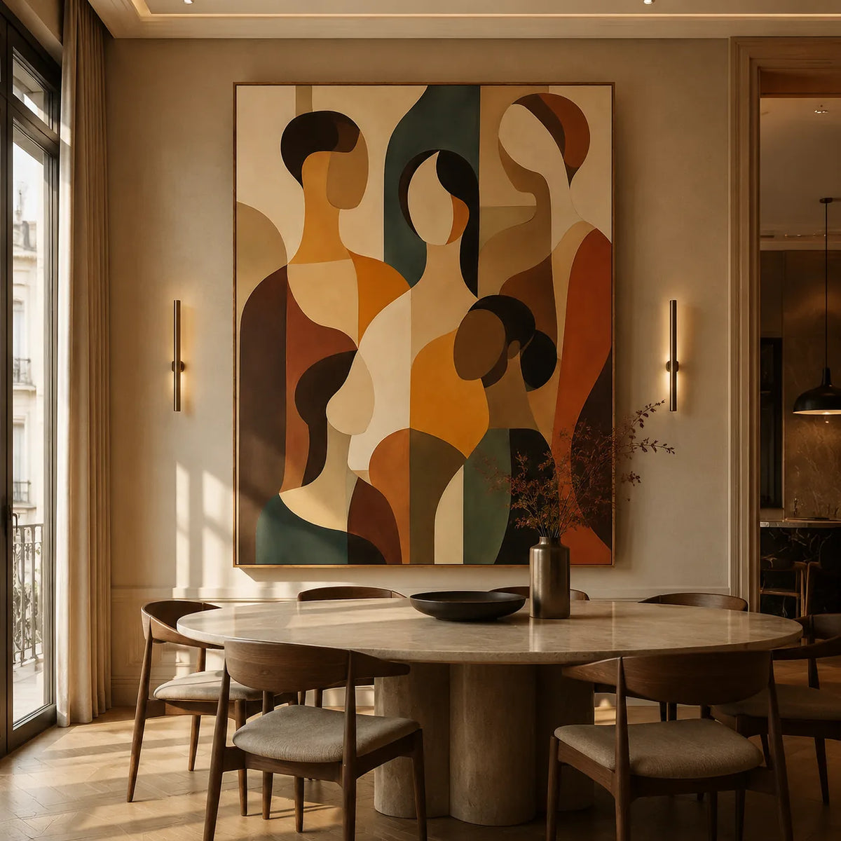 Gathered Forms Abstract Wall Art styled interior scene 3 | Olyrel