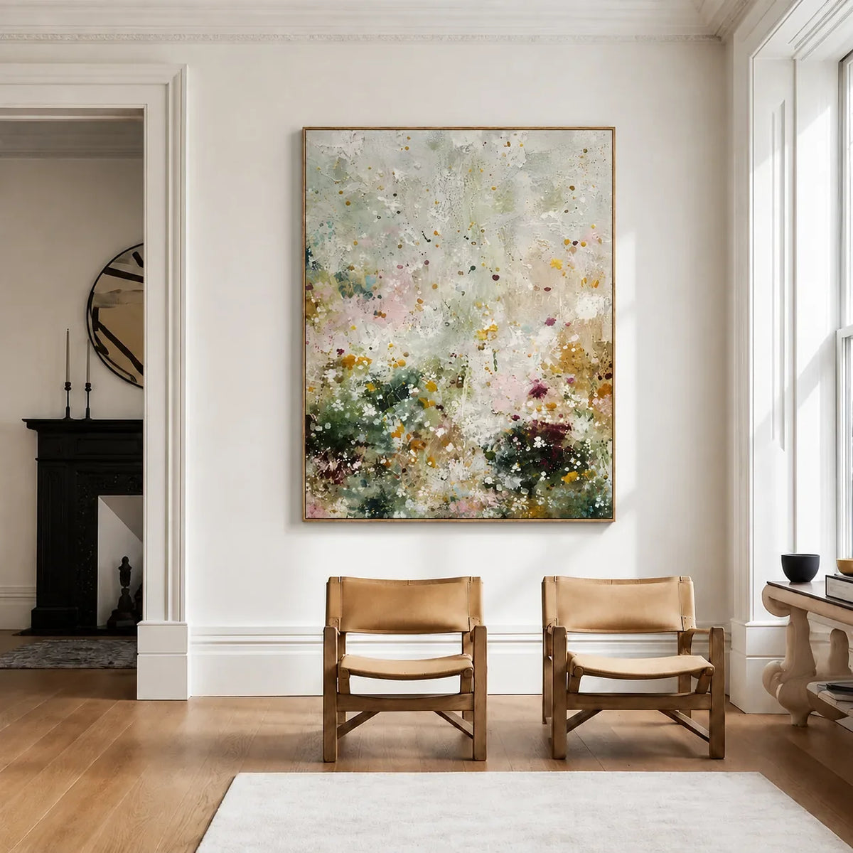 Wildflower Haze Floral Wall Art styled interior scene 2 | Olyrel